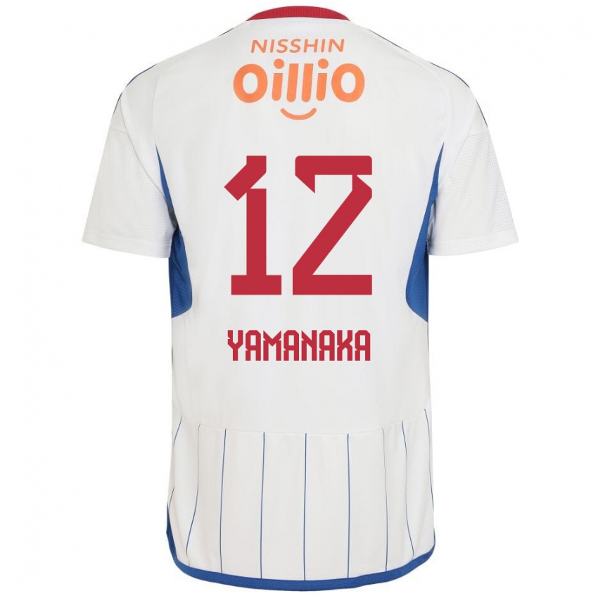 נשים Yuki Yamanaka #12 לבן כחול אדום הרחק ג'רזי 2024/25 חולצה קצרה