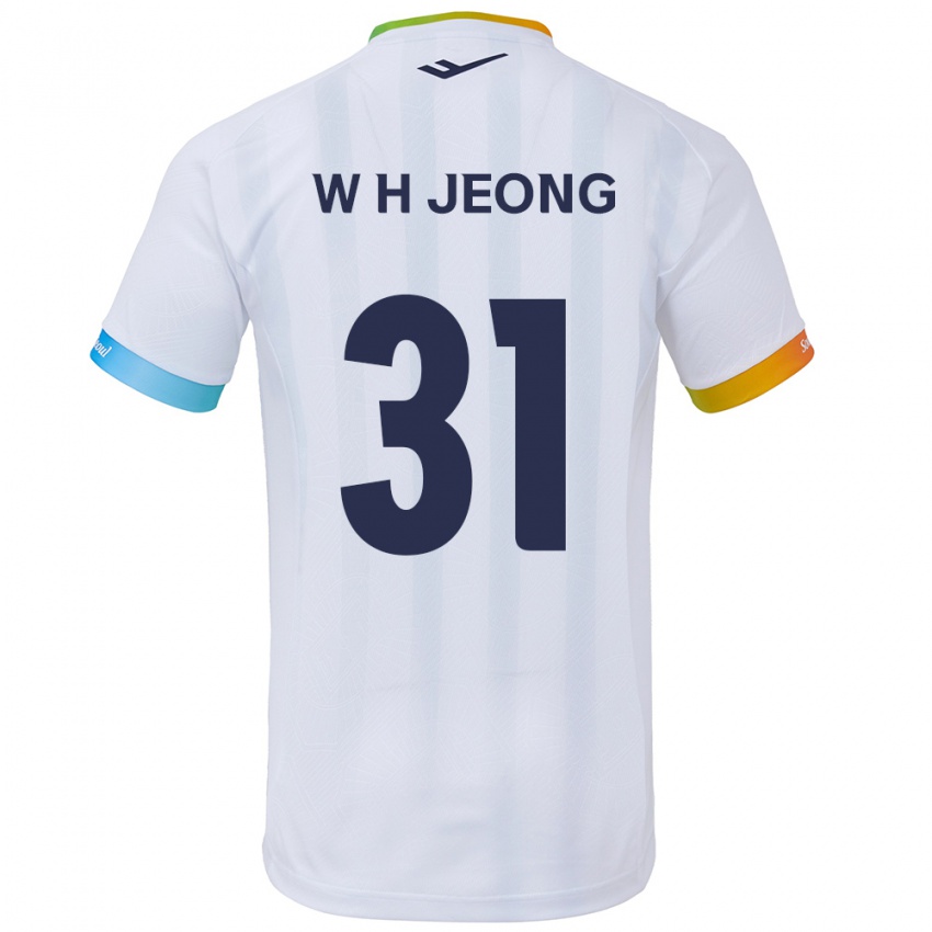 נשים Hyun-Woong Jeong #31 לבן אדוםלבן כחול הרחק ג'רזי 2024/25 חולצה קצרה