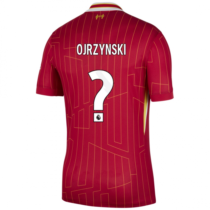 ילדים Jakub Ojrzynski #0 אדום צהוב לבן ג'רזי ביתית 2024/25 חולצה קצרה