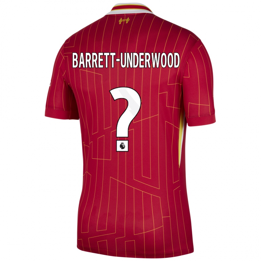 ילדים Keehan Barrett-Underwood #0 אדום צהוב לבן ג'רזי ביתית 2024/25 חולצה קצרה