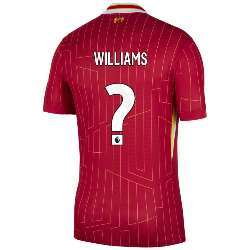 ילדים Cameron Williams #0 אדום צהוב לבן ג'רזי ביתית 2024/25 חולצה קצרה