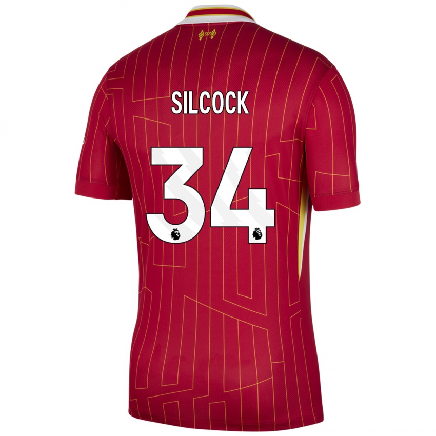 ילדים Hannah Silcock #34 אדום צהוב לבן ג'רזי ביתית 2024/25 חולצה קצרה