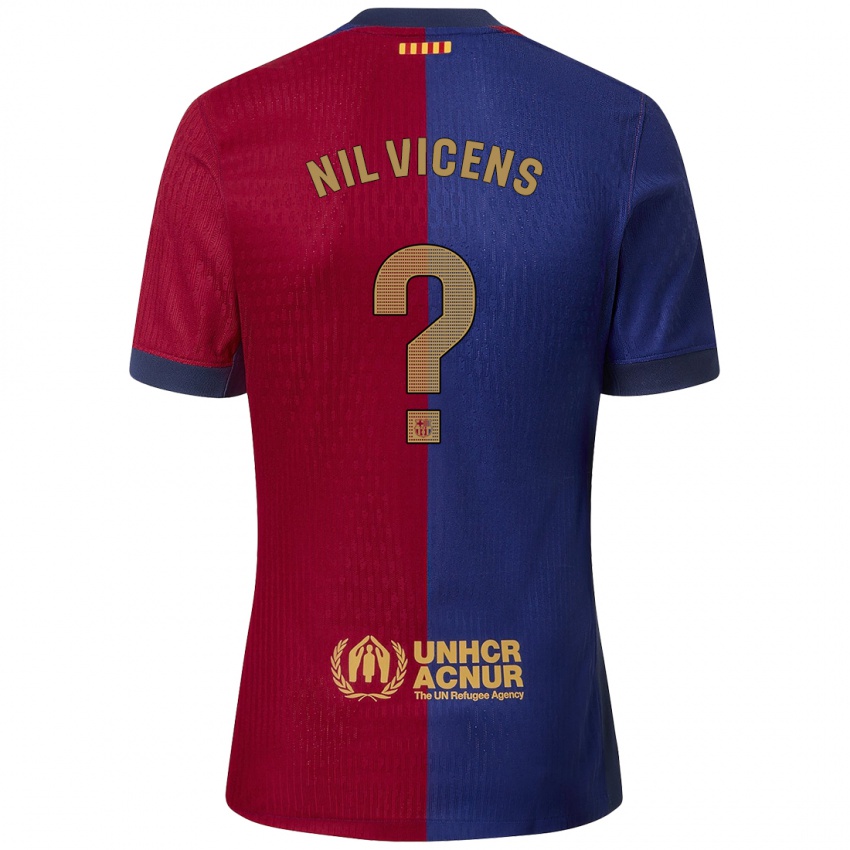 ילדים Nil Vicens #0 כחול אדום ג'רזי ביתית 2024/25 חולצה קצרה