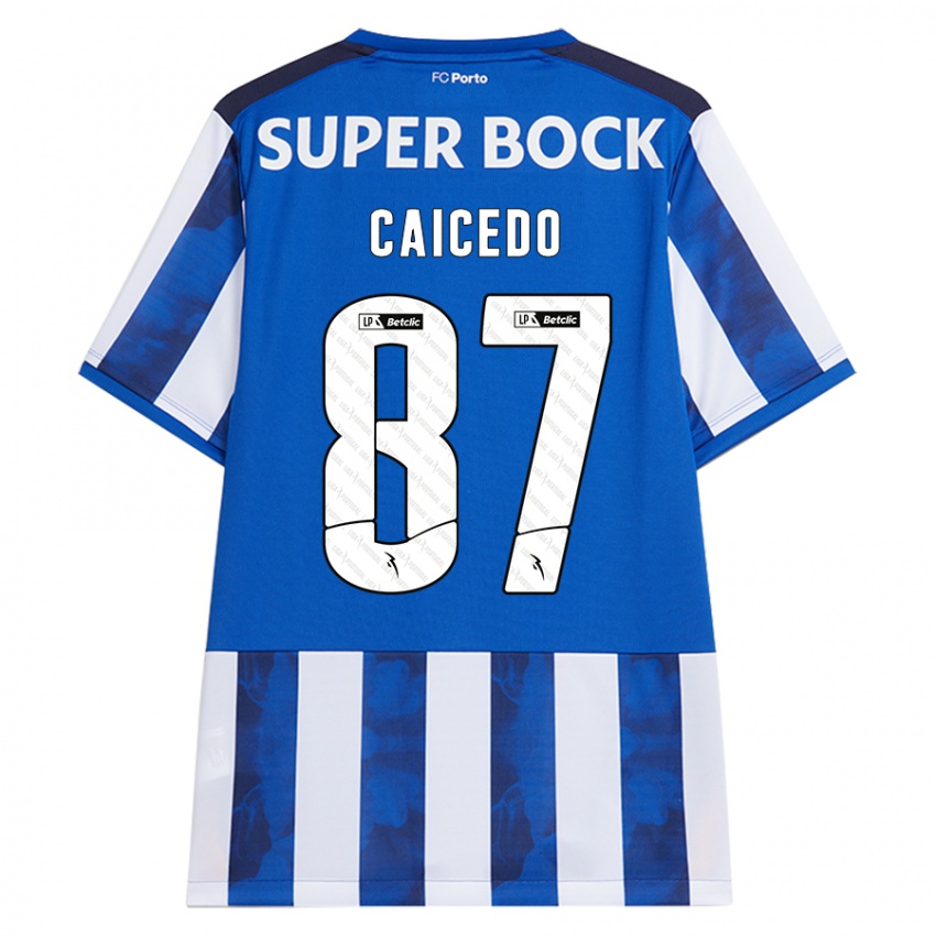 ילדים Brayan Caicedo #87 כחול לבן ג'רזי ביתית 2024/25 חולצה קצרה