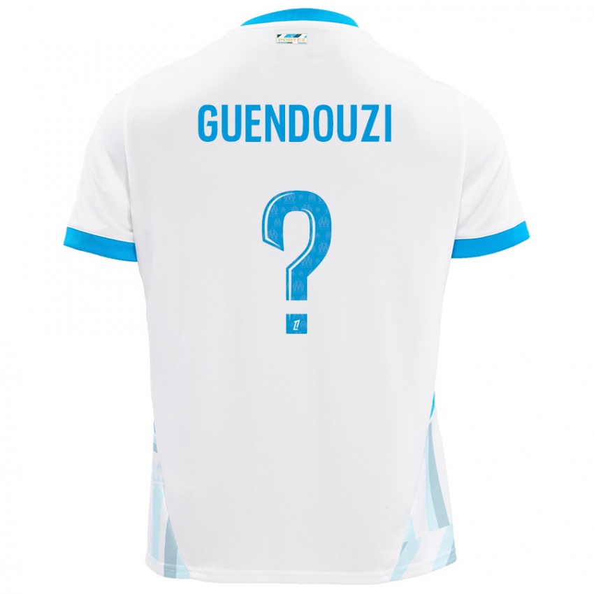 ילדים Milan Guendouzi Olie #0 שמים כחולים לבנים ג'רזי ביתית 2024/25 חולצה קצרה