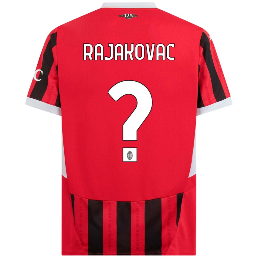 ילדים Mihajlo Rajakovac #0 אדום שחור ג'רזי ביתית 2024/25 חולצה קצרה