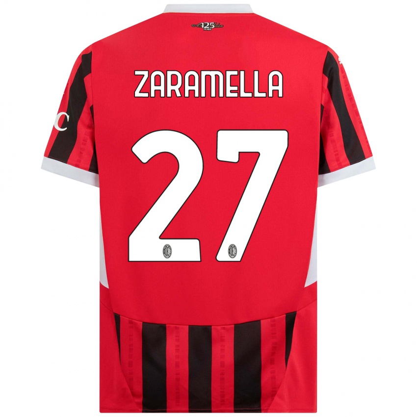 ילדים Mattia Zaramella #27 אדום שחור ג'רזי ביתית 2024/25 חולצה קצרה