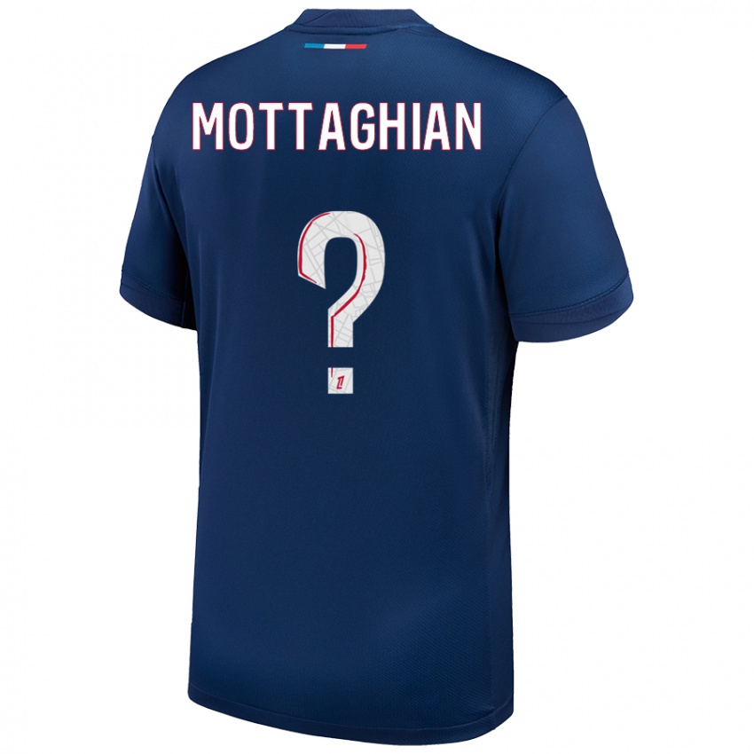 ילדים Keyvan Mottaghian #0 כחול נייבי לבן ג'רזי ביתית 2024/25 חולצה קצרה