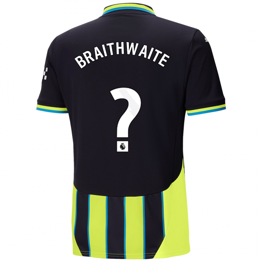 ילדים Kaden Braithwaite #0 כחול צהוב הרחק ג'רזי 2024/25 חולצה קצרה