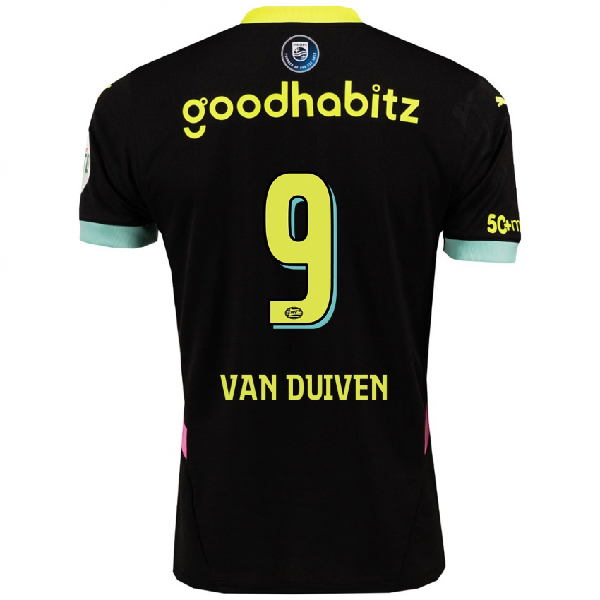 ילדים Jason Van Duiven #9 שחור צהוב הרחק ג'רזי 2024/25 חולצה קצרה