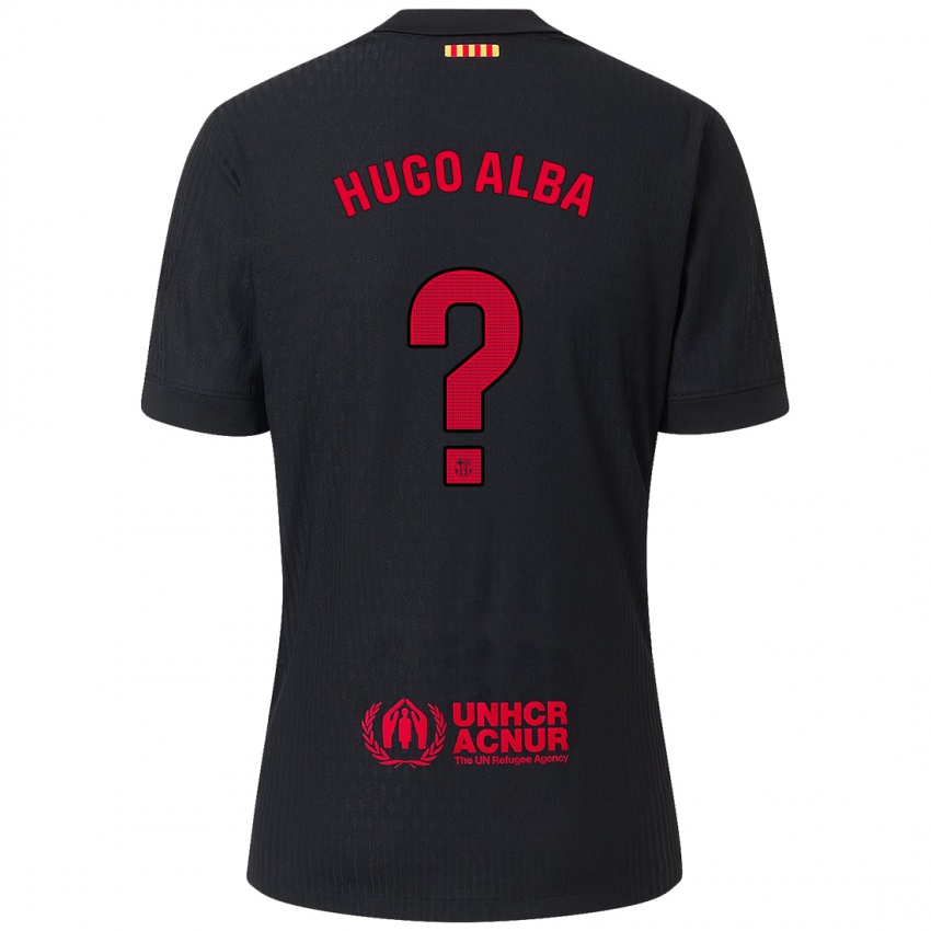 ילדים Hugo Alba #0 שחור אדום הרחק ג'רזי 2024/25 חולצה קצרה