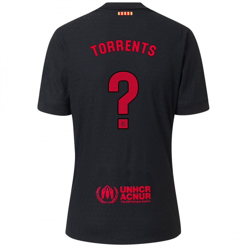 ילדים Jofre Torrents #0 שחור אדום הרחק ג'רזי 2024/25 חולצה קצרה