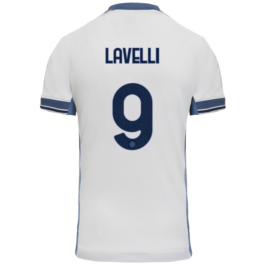 ילדים Matteo Lavelli #9 לבן אפור הרחק ג'רזי 2024/25 חולצה קצרה