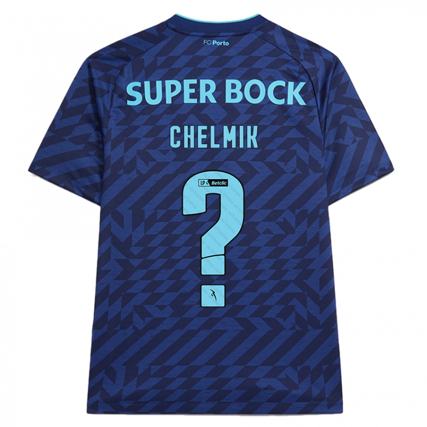 ילדים Chelmik #0 כָּחוֹל כֵּהֶה ג'רזי קיט שלישי 2024/25 חולצה קצרה