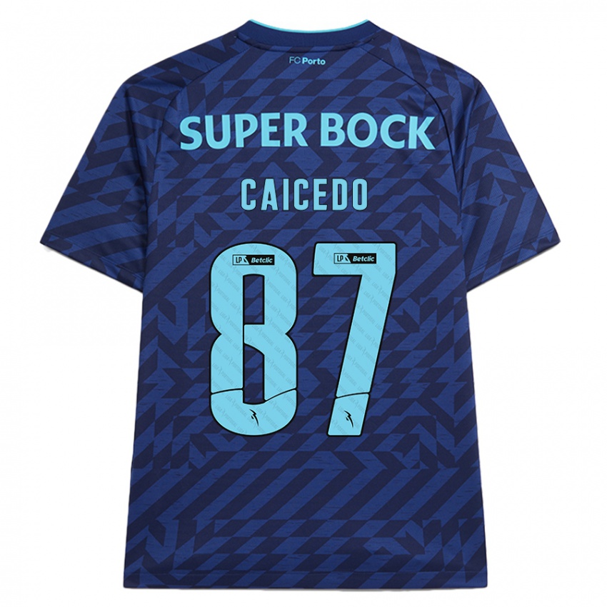 ילדים Brayan Caicedo #87 כָּחוֹל כֵּהֶה ג'רזי קיט שלישי 2024/25 חולצה קצרה