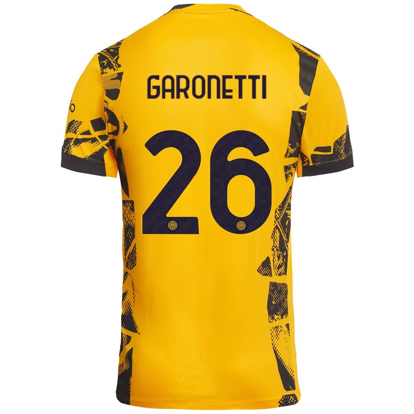 ילדים Gabriele Garonetti #26 זהב שחור ג'רזי קיט שלישי 2024/25 חולצה קצרה