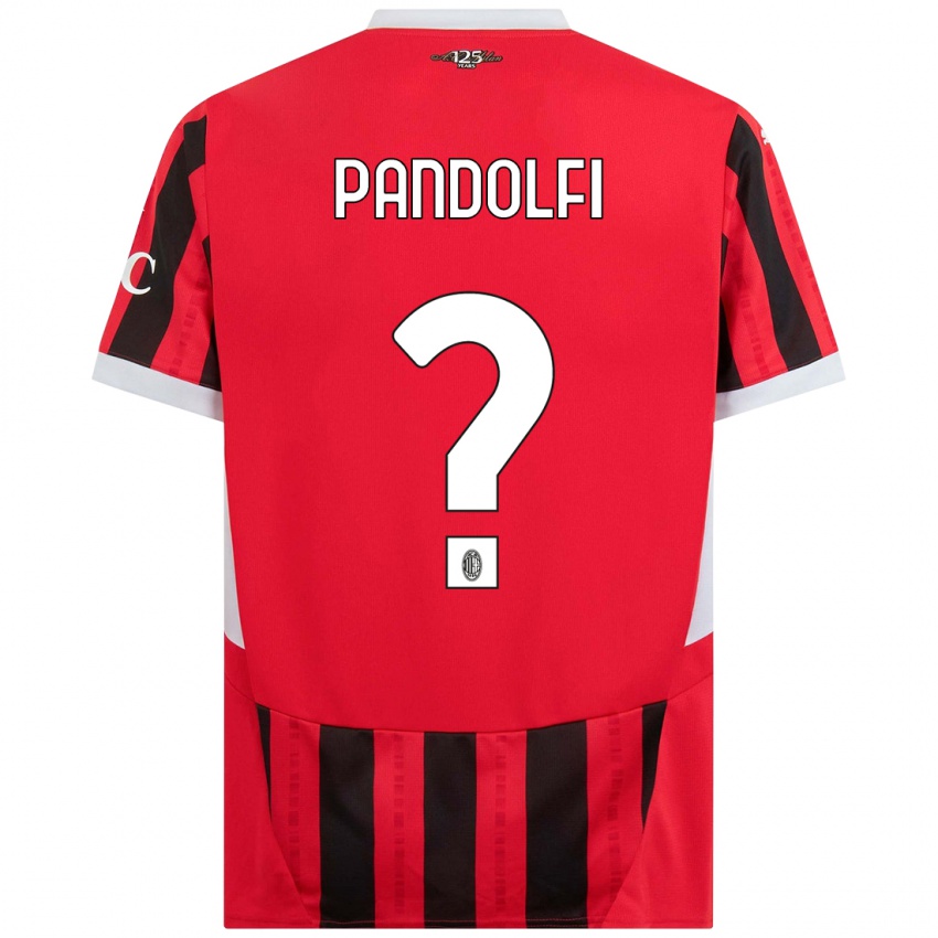 גברים Fabio Pandolfi #0 אדום שחור ג'רזי ביתית 2024/25 חולצה קצרה