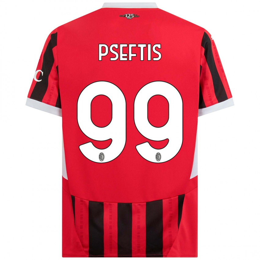 גברים Fotios Pseftis #99 אדום שחור ג'רזי ביתית 2024/25 חולצה קצרה