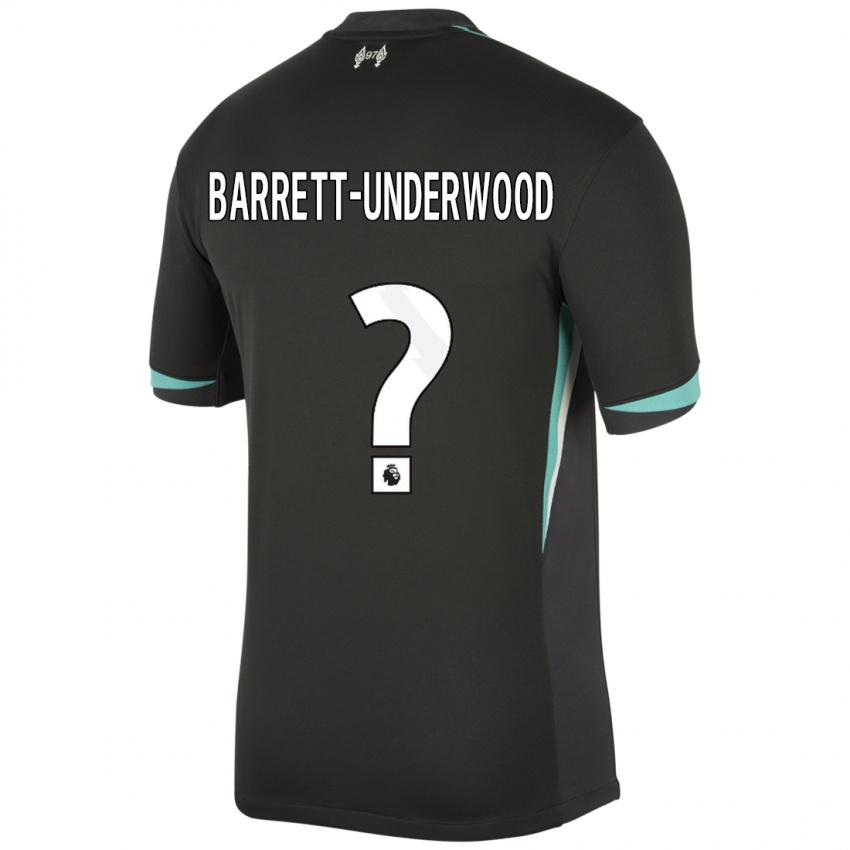 גברים Keehan Barrett-Underwood #0 שחור אנתרציט לבן הרחק ג'רזי 2024/25 חולצה קצרה