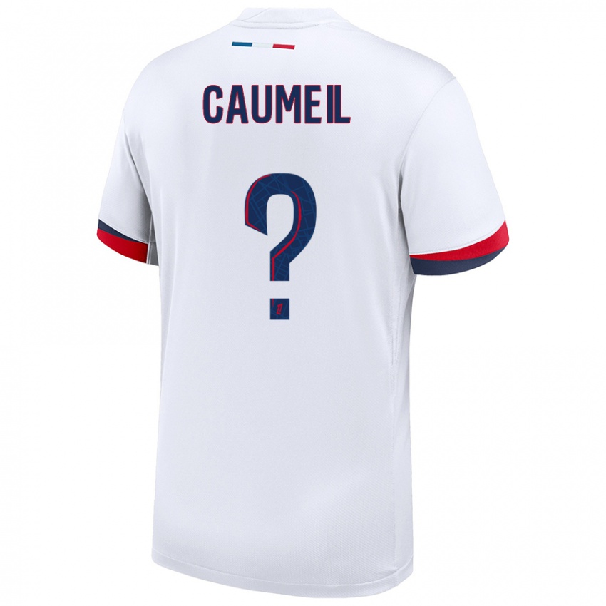 גברים Paul Caumeil #0 לבן כחול אדום הרחק ג'רזי 2024/25 חולצה קצרה
