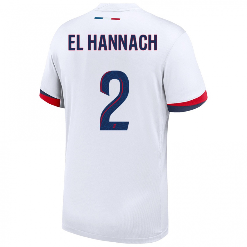 גברים Naoufel El Hannach #2 לבן כחול אדום הרחק ג'רזי 2024/25 חולצה קצרה