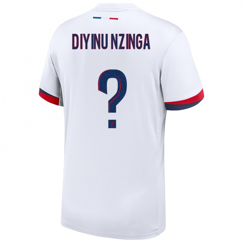 נשים Vainqueur Diyinu Nzinga #0 לבן כחול אדום הרחק ג'רזי 2024/25 חולצה קצרה