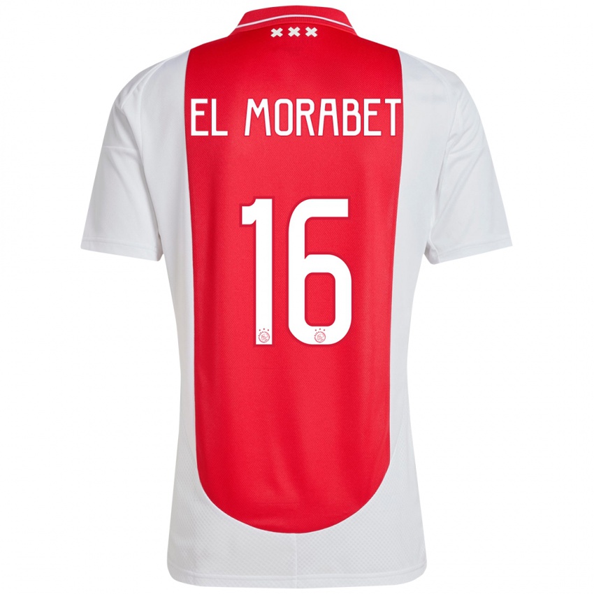 ילדים Younes El Morabet #16 אדום לבן ג'רזי ביתית 2024/25 חולצה קצרה