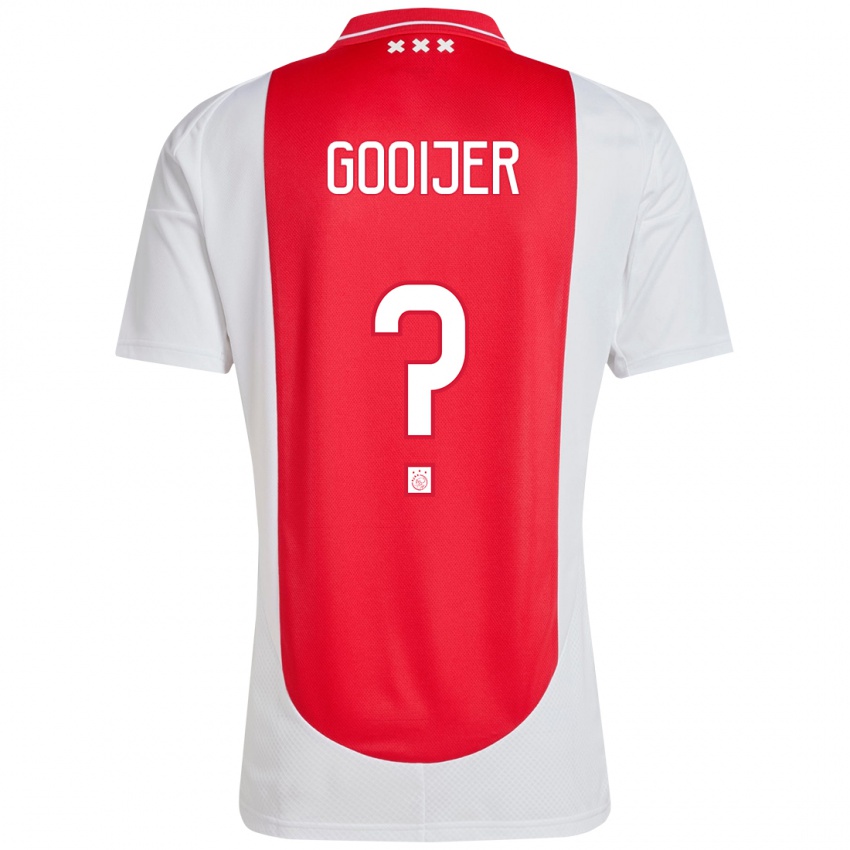 ילדים Tristan Gooijer #0 אדום לבן ג'רזי ביתית 2024/25 חולצה קצרה