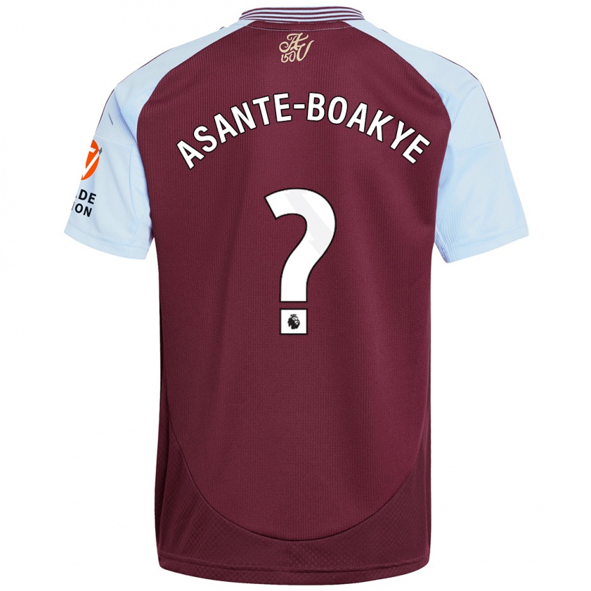 ילדים Max Asante-Boakye #0 כחול שמיים בורדו ג'רזי ביתית 2024/25 חולצה קצרה