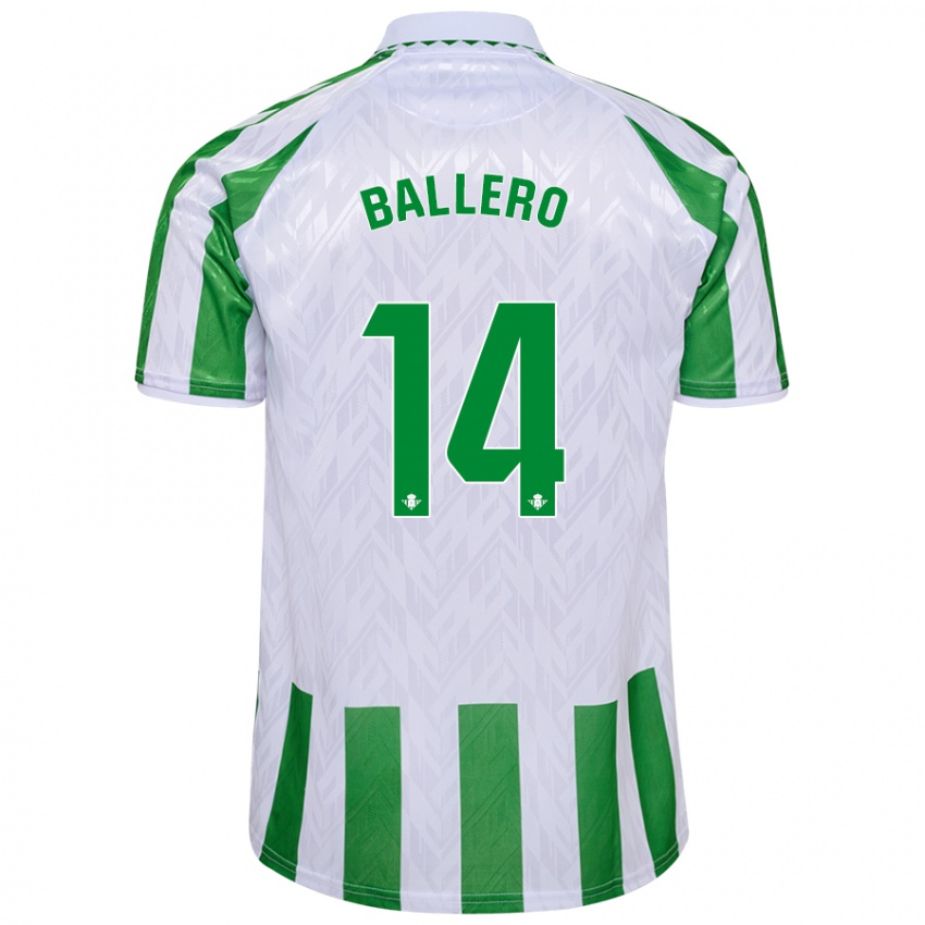 ילדים Sander Ballero #14 פסים ירוקים לבנים ג'רזי ביתית 2024/25 חולצה קצרה