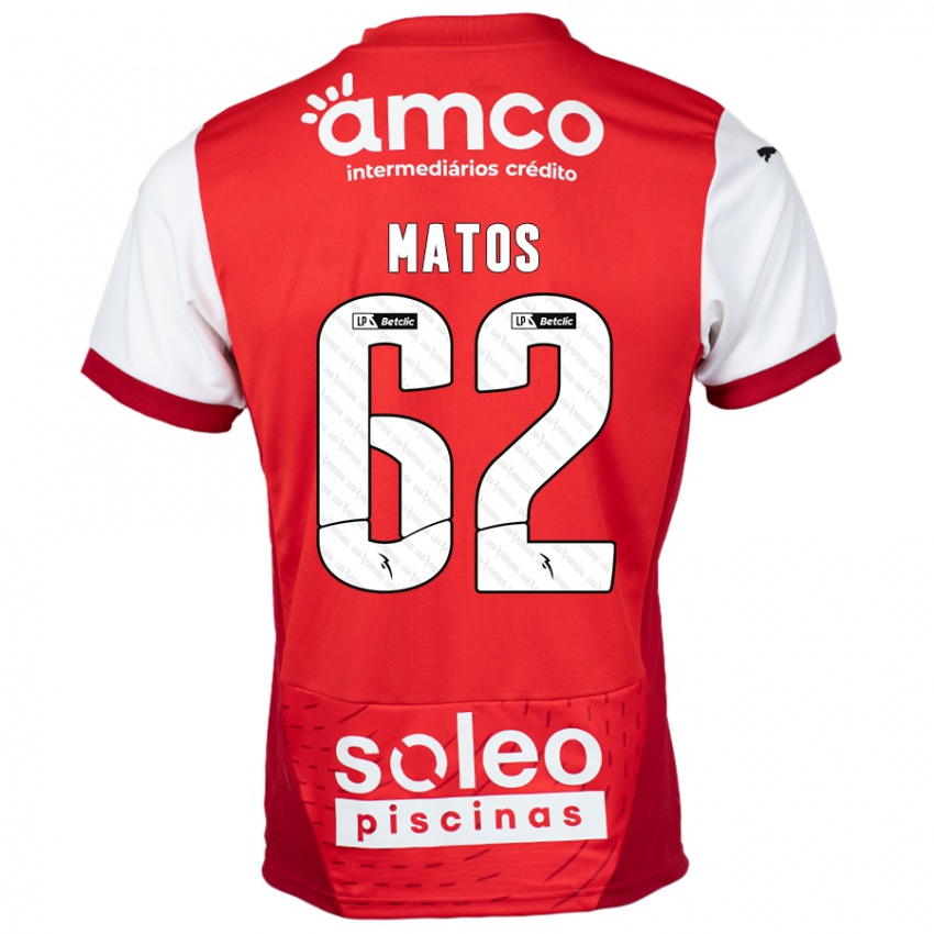 ילדים Nuno Matos #62 אדום לבן ג'רזי ביתית 2024/25 חולצה קצרה