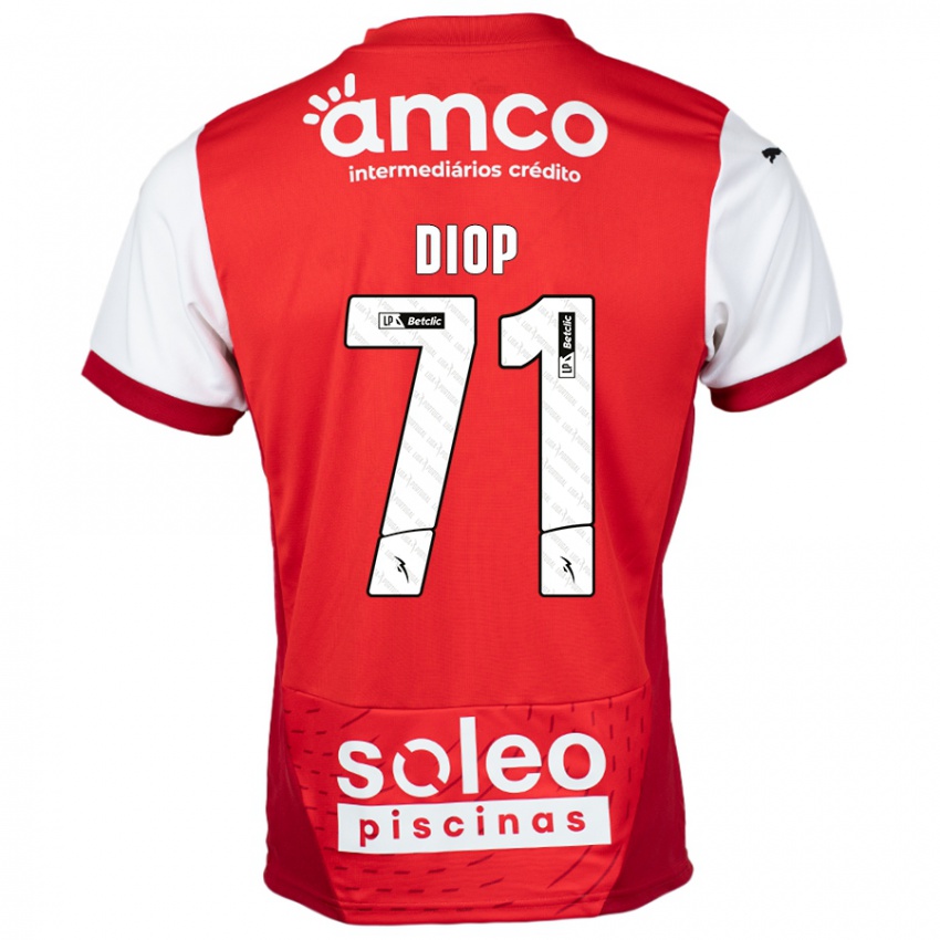 ילדים Mamadou Diop #71 אדום לבן ג'רזי ביתית 2024/25 חולצה קצרה