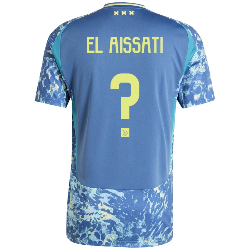 ילדים Yasser El Aissati #0 אפור כחול צהוב הרחק ג'רזי 2024/25 חולצה קצרה