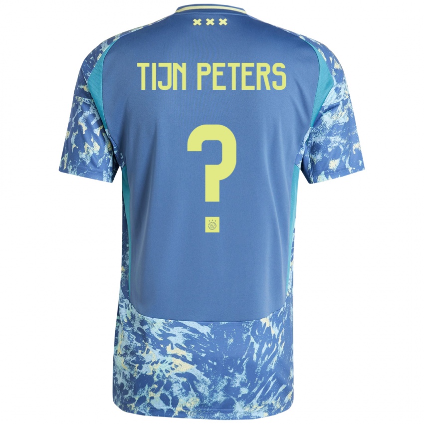 ילדים Tijn Peters #0 אפור כחול צהוב הרחק ג'רזי 2024/25 חולצה קצרה