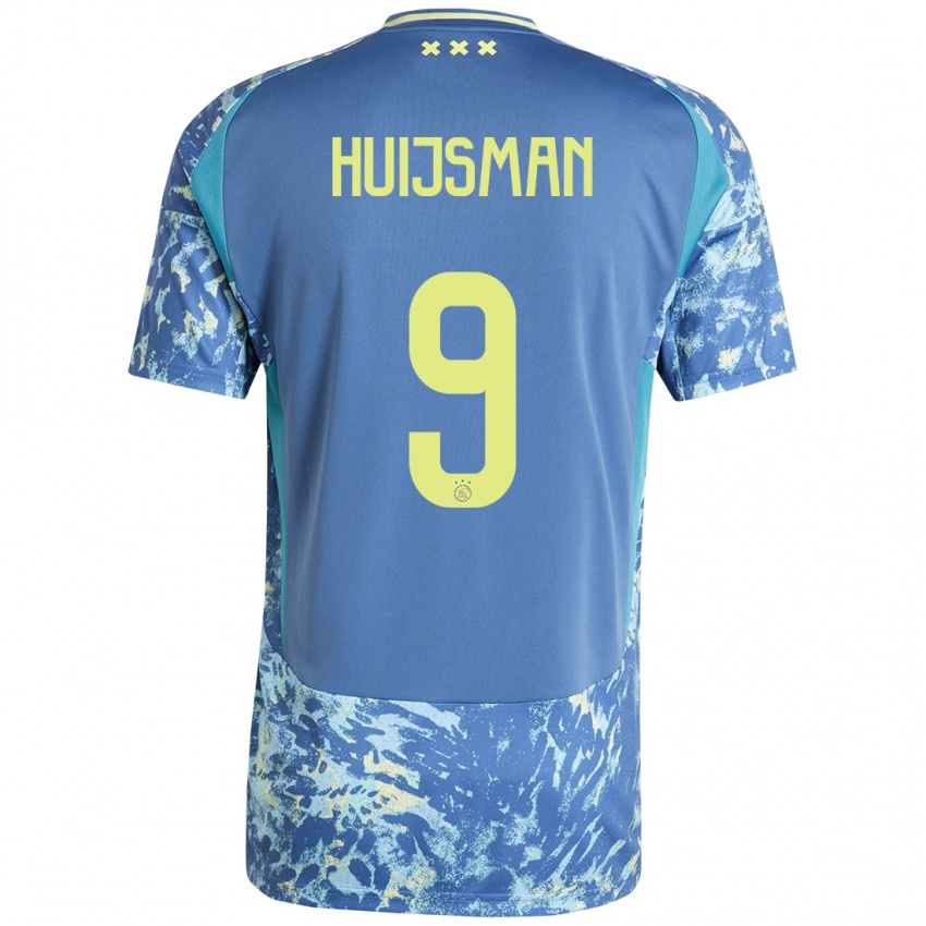 ילדים Mitchi Huijsman #9 אפור כחול צהוב הרחק ג'רזי 2024/25 חולצה קצרה