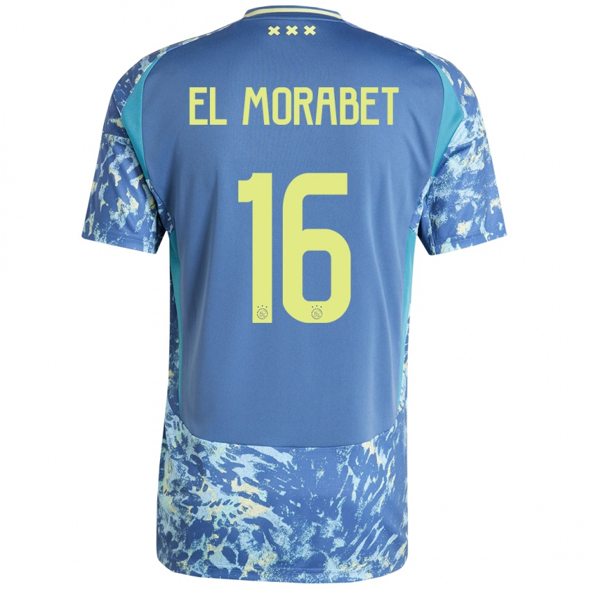 ילדים Younes El Morabet #16 אפור כחול צהוב הרחק ג'רזי 2024/25 חולצה קצרה