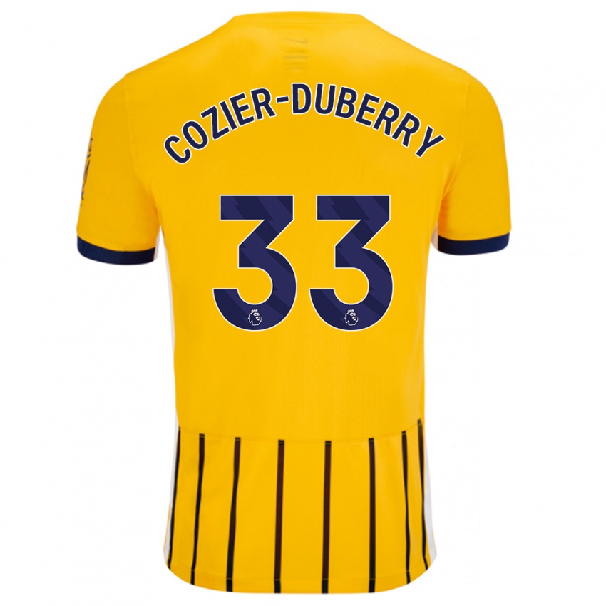 ילדים Amario Cozier-Duberry #33 פסי סיכה כחולים זהב הרחק ג'רזי 2024/25 חולצה קצרה