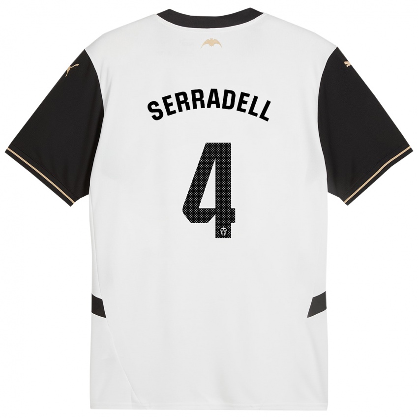 גברים Álex Serradell #4 לבן שחור ג'רזי ביתית 2024/25 חולצה קצרה