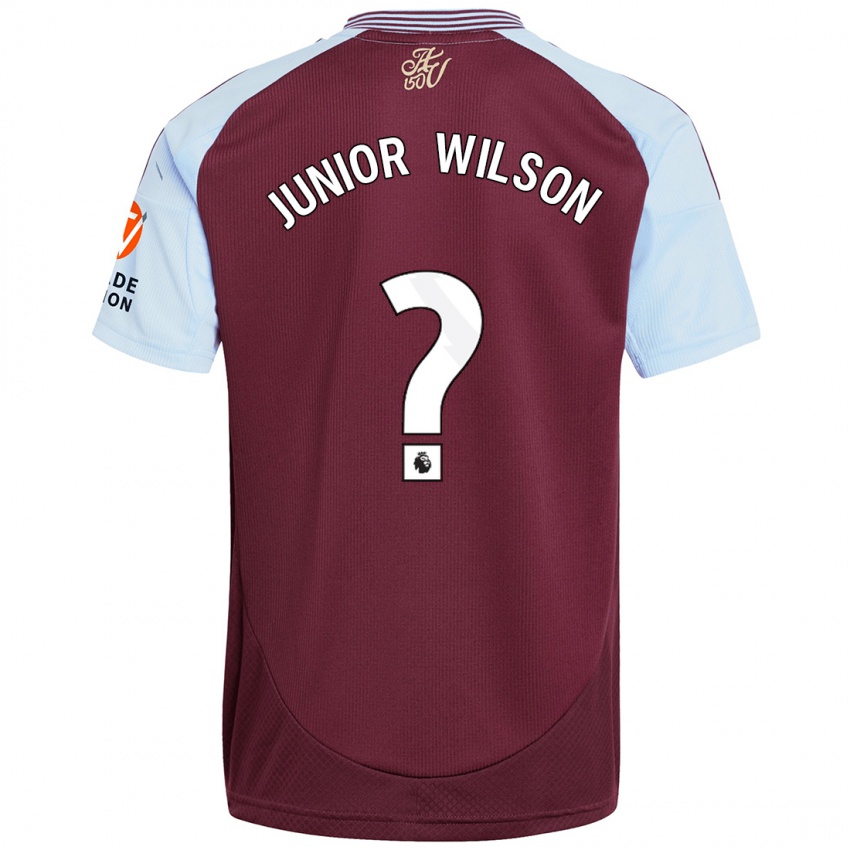 גברים Junior Wilson #0 כחול שמיים בורדו ג'רזי ביתית 2024/25 חולצה קצרה