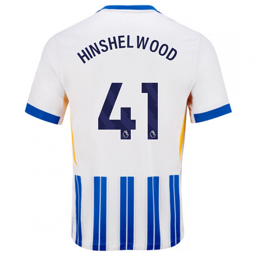 גברים Jack Hinshelwood #41 פסי סיכה כחולים לבנים ג'רזי ביתית 2024/25 חולצה קצרה