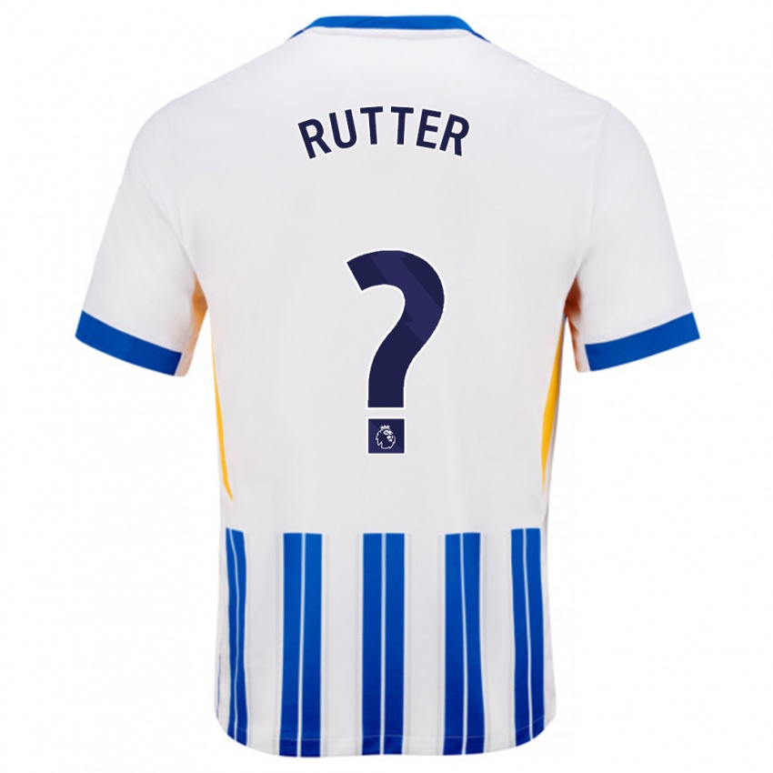 גברים William Rutter #0 פסי סיכה כחולים לבנים ג'רזי ביתית 2024/25 חולצה קצרה