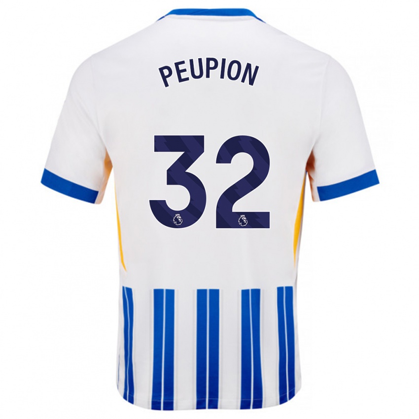 גברים Cameron Peupion #32 פסי סיכה כחולים לבנים ג'רזי ביתית 2024/25 חולצה קצרה