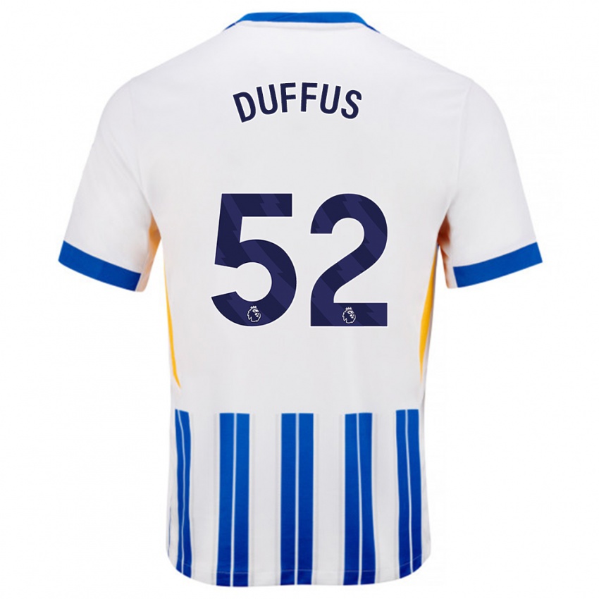 גברים Josh Duffus #52 פסי סיכה כחולים לבנים ג'רזי ביתית 2024/25 חולצה קצרה