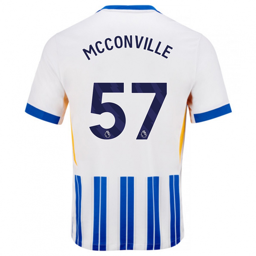 גברים Ruairi Mcconville #57 פסי סיכה כחולים לבנים ג'רזי ביתית 2024/25 חולצה קצרה