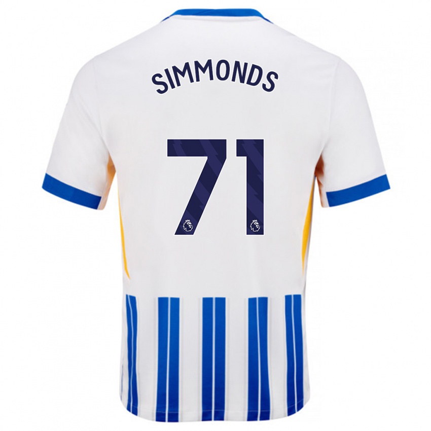 גברים Freddie Simmonds #71 פסי סיכה כחולים לבנים ג'רזי ביתית 2024/25 חולצה קצרה