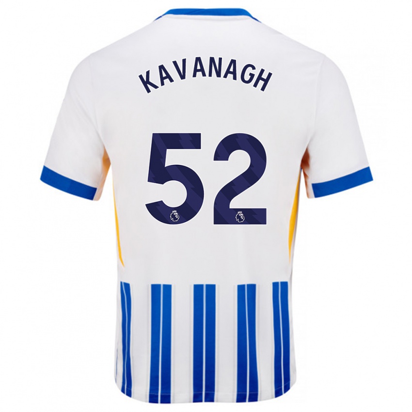 גברים Leigh Kavanagh #52 פסי סיכה כחולים לבנים ג'רזי ביתית 2024/25 חולצה קצרה