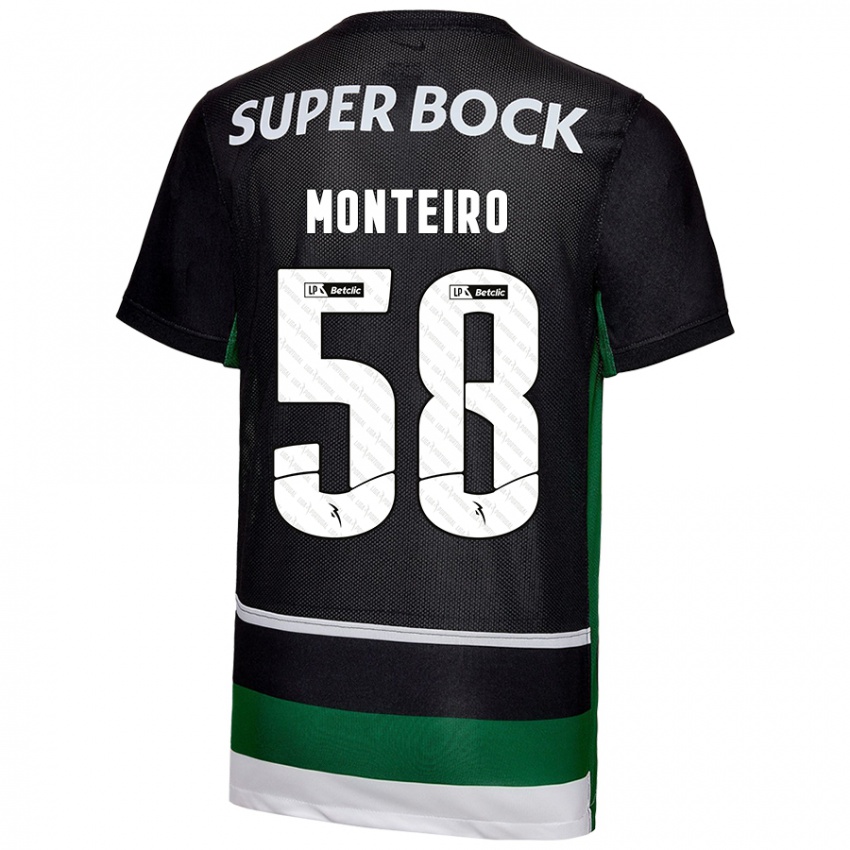 גברים David Monteiro #58 שחור לבן ירוק ג'רזי ביתית 2024/25 חולצה קצרה