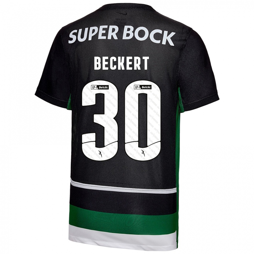 גברים Carolina Beckert #30 שחור לבן ירוק ג'רזי ביתית 2024/25 חולצה קצרה