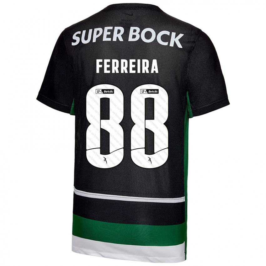 גברים Tiago Ferreira #88 שחור לבן ירוק ג'רזי ביתית 2024/25 חולצה קצרה