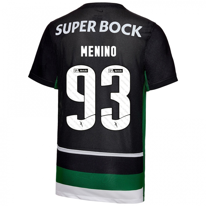 גברים Miguel Menino #93 שחור לבן ירוק ג'רזי ביתית 2024/25 חולצה קצרה